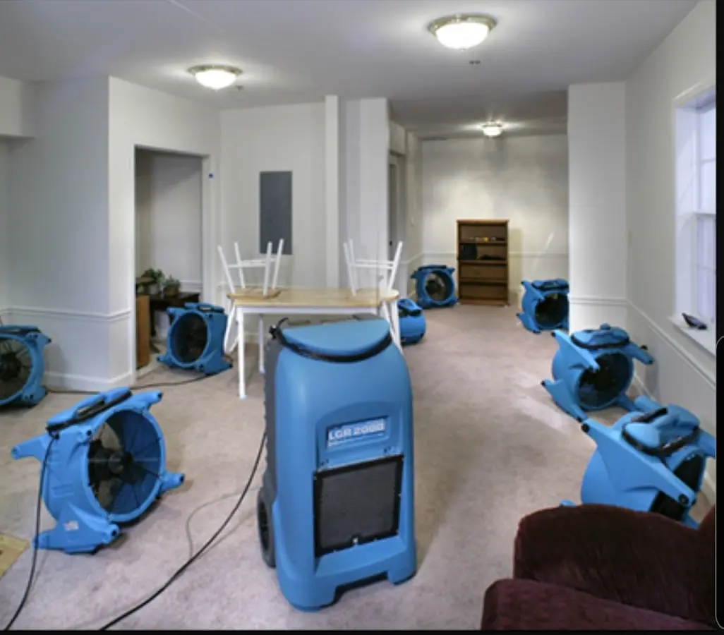 Air movers and dehumidifier setup for Water Extraction & Removal in Lock Haven