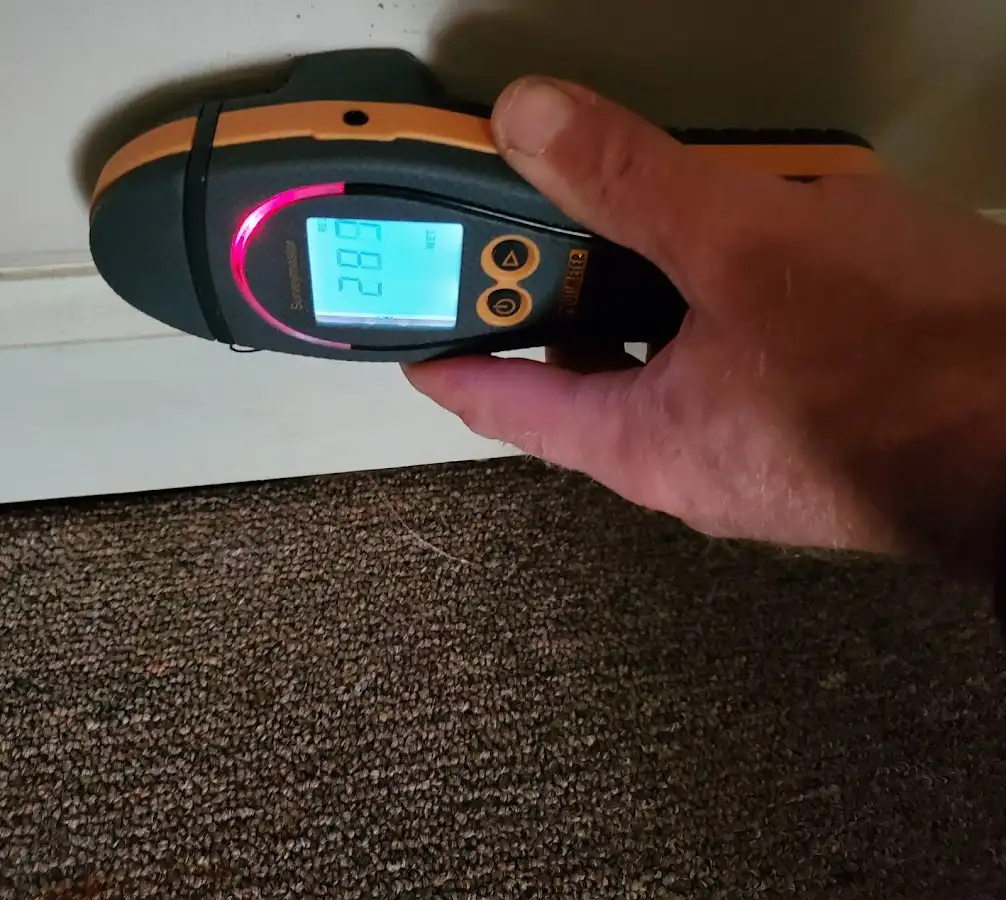 Moisture detection at baseboard during Burst Pipe Cleanup in Lock Haven